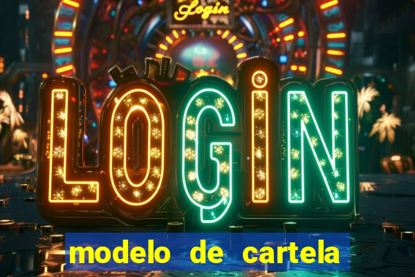 modelo de cartela de bingo em branco